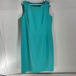 Black Label by Evan Picone Teal Sleeveless Fitted Zipper Midi Dress Size 12